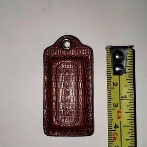 Coach Croc embossed genuine brown Leather hang tag MEDIUM size